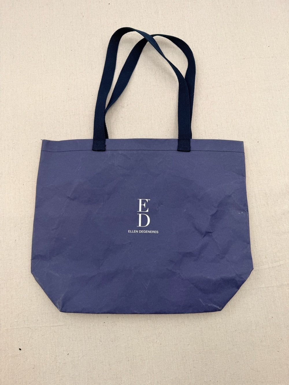 Ellen DeGeneres Deep Navy Logo Canvas Tote with Dark Straps